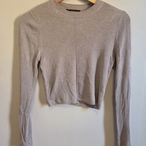 Forever 21 Crop Ribbed Knit Top in Light Gray